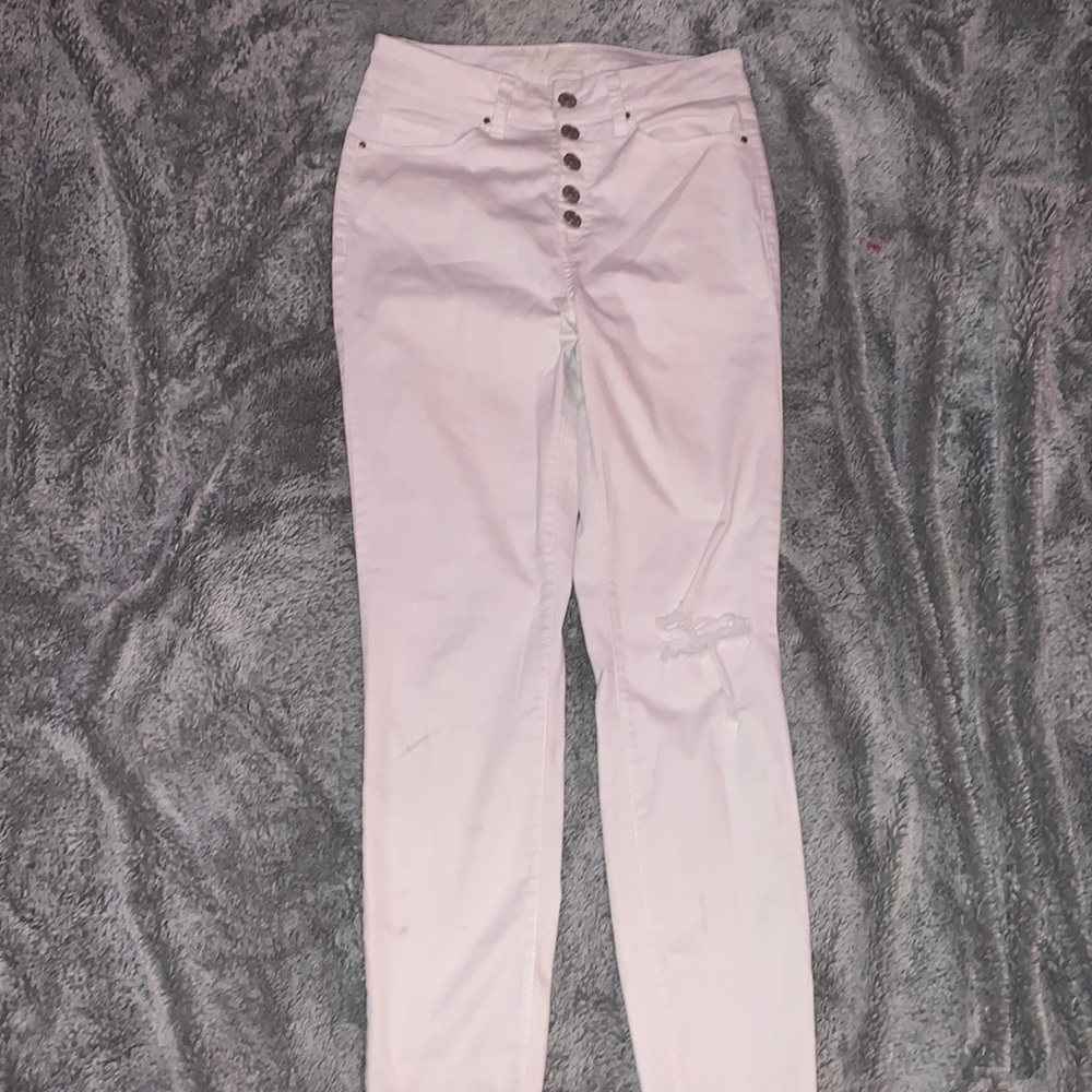 high rise white jeans